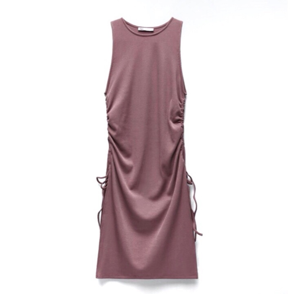 Zara TRF Longline Mauve Purple Ruched Gathered Top - Picture 2 of 8